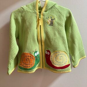 Hanna Andersson Green Quilted Jacket with Snail and Bee Design